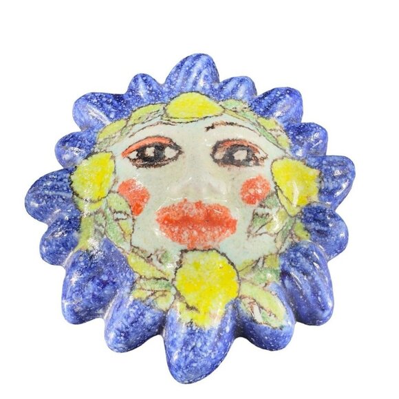 Italian Art Pottery Sun Figural Anthropomorphic Figure Hand Made Signed Pesitano - Picture 7 of 12